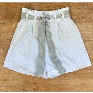 RAILS Shorts White w/ Fabric Belt Size XS Belle Light Sage Acid Wash Paper Bag